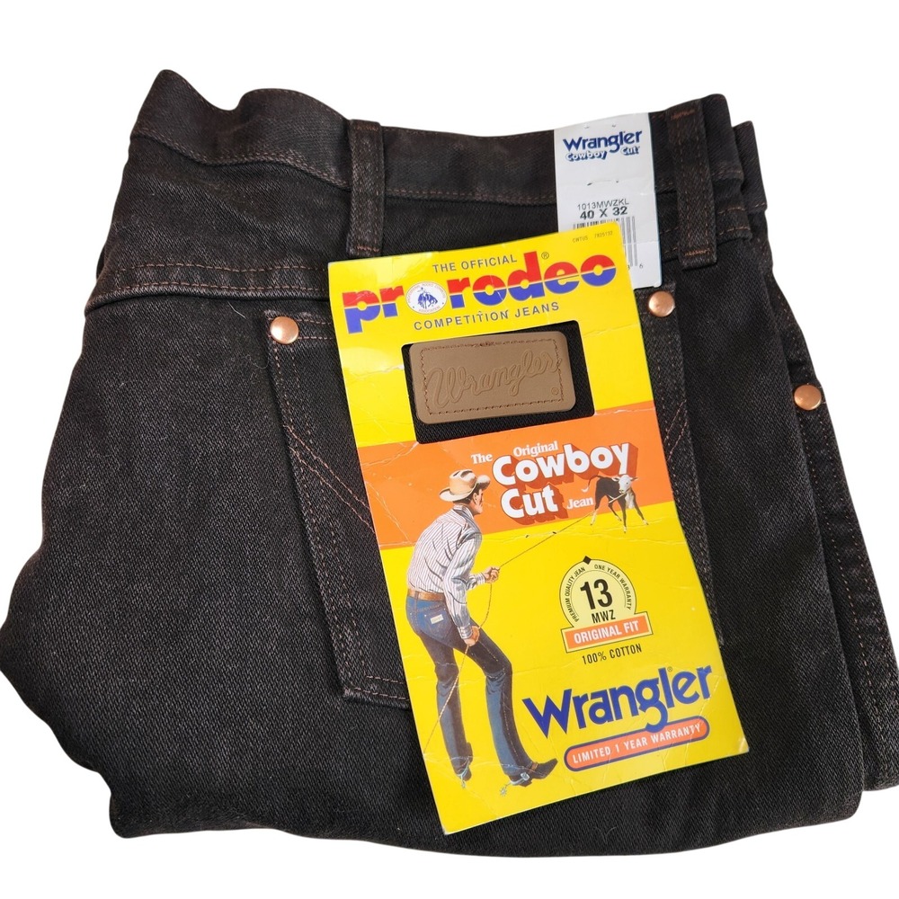 WRANGLER Cowboy‎ Cut Jeans Mens 40x32 Black Brown Denim Western 13MWZKL NEW
